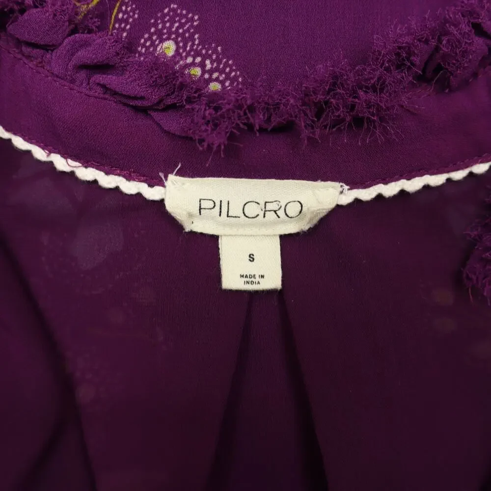 Anthropologie Pilcro Women's The Tavi Bottondown Blouse Purple Floral Sz S - Picture 5 of 9